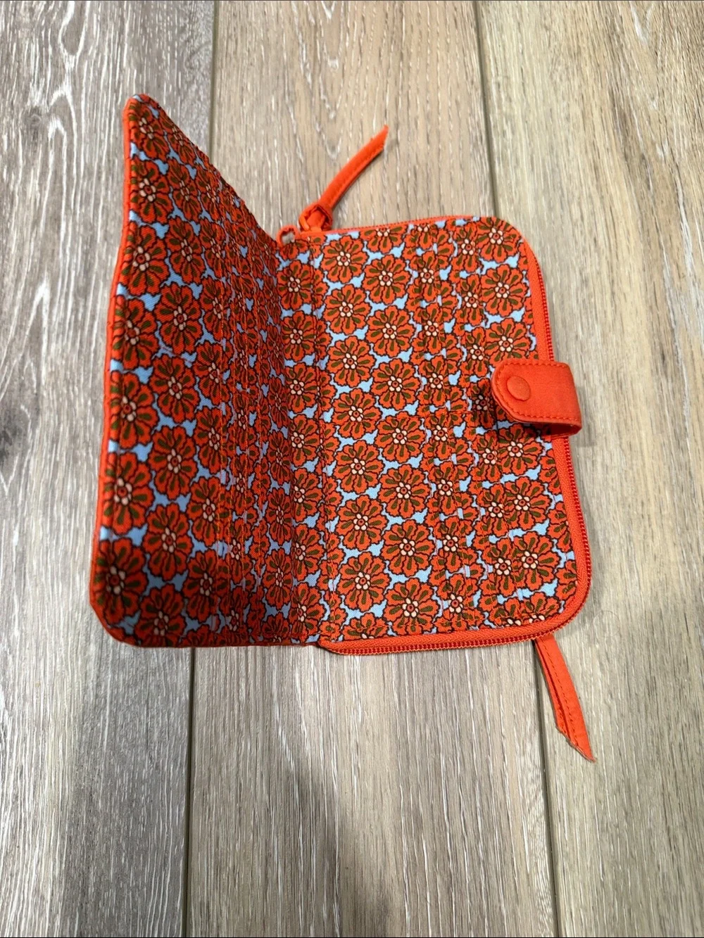 Vera Bradley Quilted Bright Orange Zip Wallet
